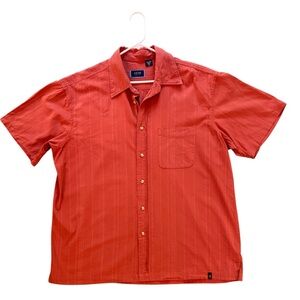 IZOD Jeans Men’s Sz XL Rust Stripe Button Down 100% Cotton Preppy  Vintage 2000s